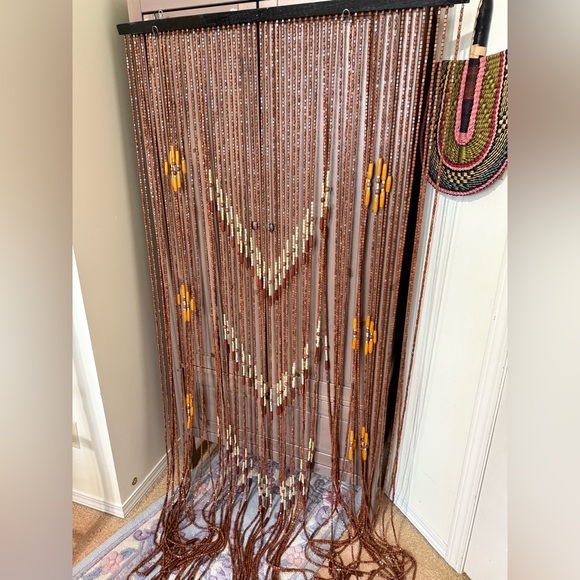 beckwoman Other - VINTAGE Wood beaded curtain BOHO HIPPIE doorway wall hang BRAND NEW 35x75